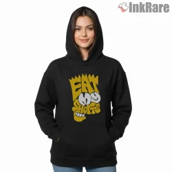 Eat My Shorts Bart Simpson Bold Graffiti Quote Shirt on black hoodie for women graphic tee