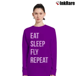 Women’s Eat Sleep Fly Repeat Pilot Long-Sleeve Top in purple | Sleek, Versatile, All-Season