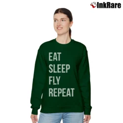 Women’s Eat Sleep Fly Repeat Pilot Relaxed Sweatshirt in forest green | Soft, Laid-Back Vibe