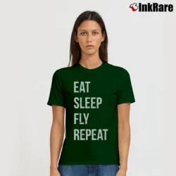 Women’s Eat Sleep Fly Repeat Pilot Signature T-Shirt in forest green | Soft, Flattering Fit