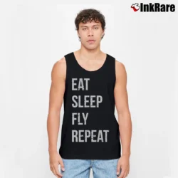 Men’s Eat Sleep Fly Repeat Pilot Tank Top in black | Breathable, Active-Friendly Design