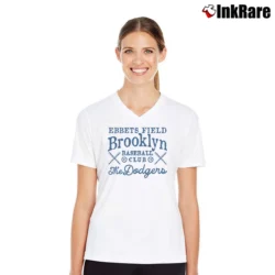 Women’s Ebbets Field Dodgers V-Neck Tee in white | Chic Neckline, Soft Texture