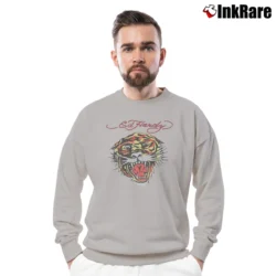 Men’s Ed Hardy Solid Black Tiger Crewneck Sweatshirt in sport grey | Cozy Fabric, Clean Style