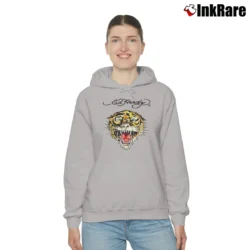 Women’s Ed Hardy Tiger Graphic Tattoo Style Cozy Hoodie in sport grey | Warm, Structured, Stylish