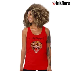 Women’s Ed Hardy Tiger Graphic Tattoo Style Tank Top in red | Lightweight, Movement-Friendly