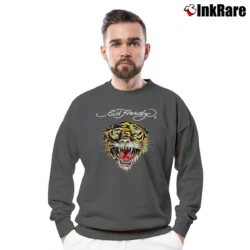 Men’s Ed Hardy Tiger Tattoo Graphic Crewneck Sweatshirt in charcoal | Cozy Fabric, Clean Style