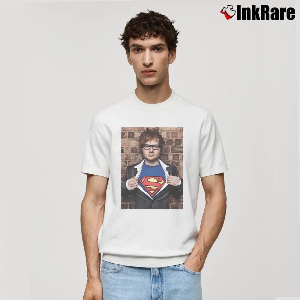 Men’s Ed Sheeran Superman Custom Fan Classic T-Shirt in white | Soft, Breathable Everyday Wear