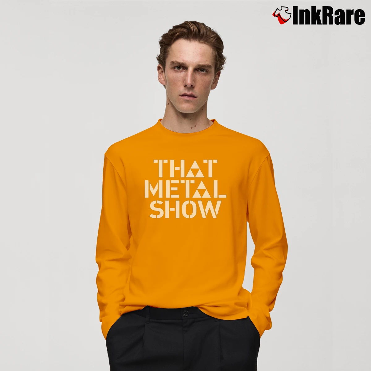 Eddie Trunk That Metal Show Talk Show Men’s Long-Sleeve Tee in orange – Versatile Layering Men’s Eddie Trunk That Metal Show Talk Show Long-Sleeve Shirt in orange | Sleek, Lightweight, Year-Round Wear