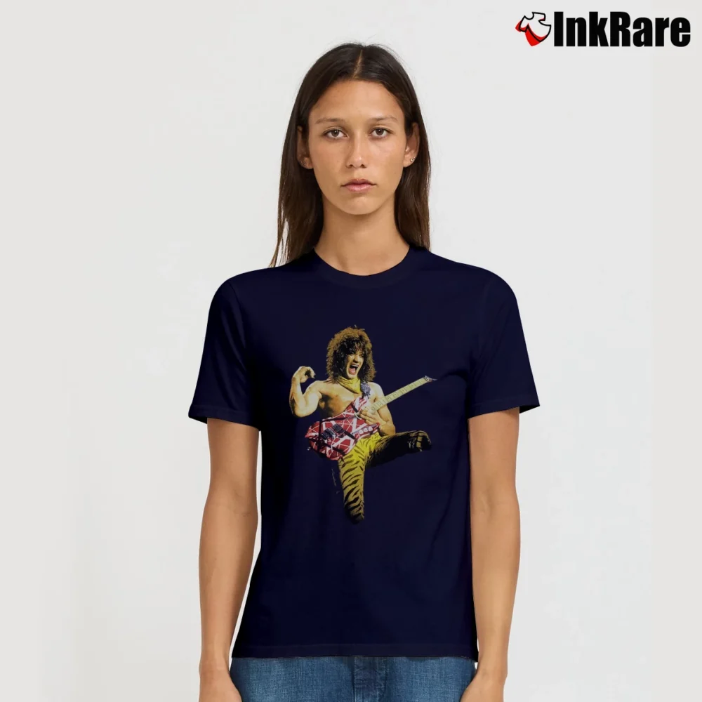 Women’s Eddie Van Halen Tribute Signature T-Shirt in navy | Soft, Flattering Fit