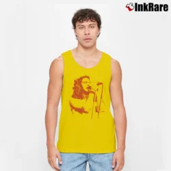Men’s Eddie Vedder Graphic Rock Music Tank Top in yellow | Breathable, Active-Friendly Design