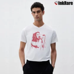 Men’s Eddie Vedder Graphic Rock Music V-Neck Tee in white | Sharp, Breathable, Everyday Staple