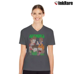 Women’s Eddsworld The End V-Neck Tee in charcoal | Chic Neckline, Soft Texture