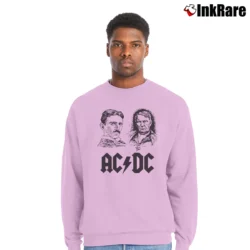 Men’s Edison Tesla Acdc for Science and Rock Fans Crewneck Sweatshirt in light pink | Cozy Fabric, Clean Style