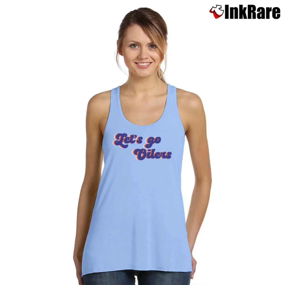 Women’s Edmonton Oilers Let’s Go Oilers Tank Top in light blue | Lightweight, Movement-Friendly