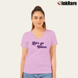 Women’s Edmonton Oilers Let’s Go Oilers V-Neck Tee in light pink | Chic Neckline, Soft Texture