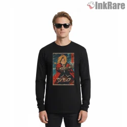 Edward Elric Battle Stance Vintage Poster Anime Shirt on black long sleeve shirt for men graphic tee