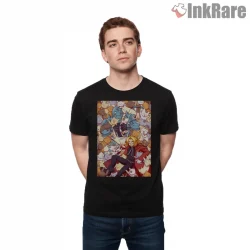 Edward Elric Cats Pattern Cute Humor Anime Shirt on black short sleeve shirt for men graphic tee