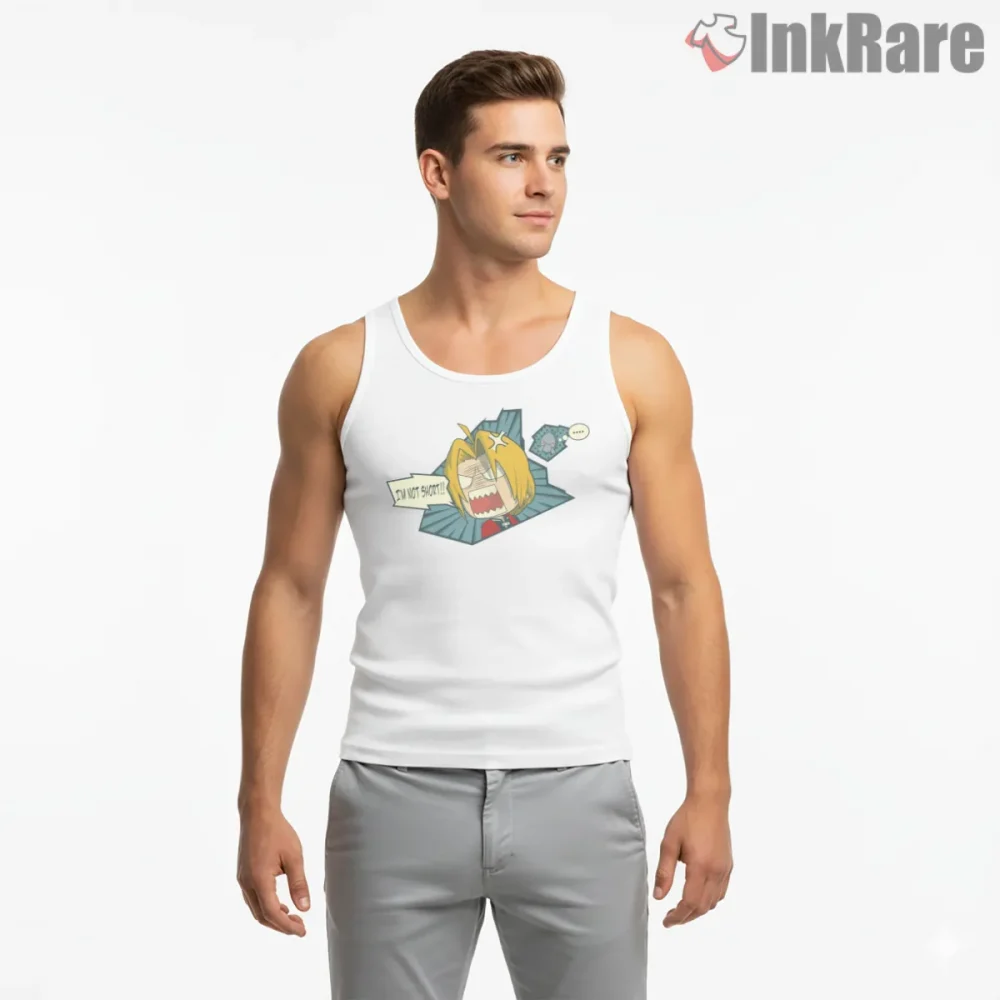 Edward Elric Chibi Angry Reaction Funny Anime Shirt on white tank top for men graphic tee