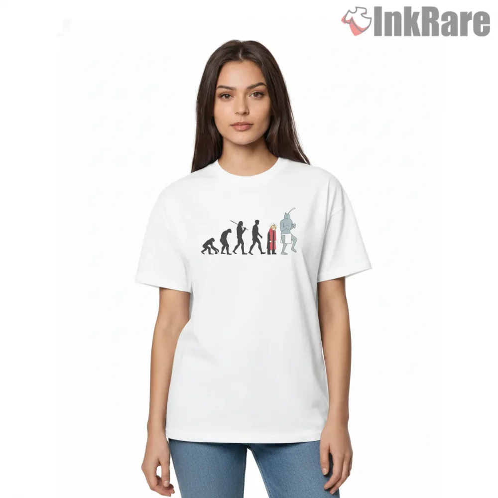 Edward Elric Evolution Meme Humor Minimal Anime Shirt on white short sleeve shirt for women graphic tee