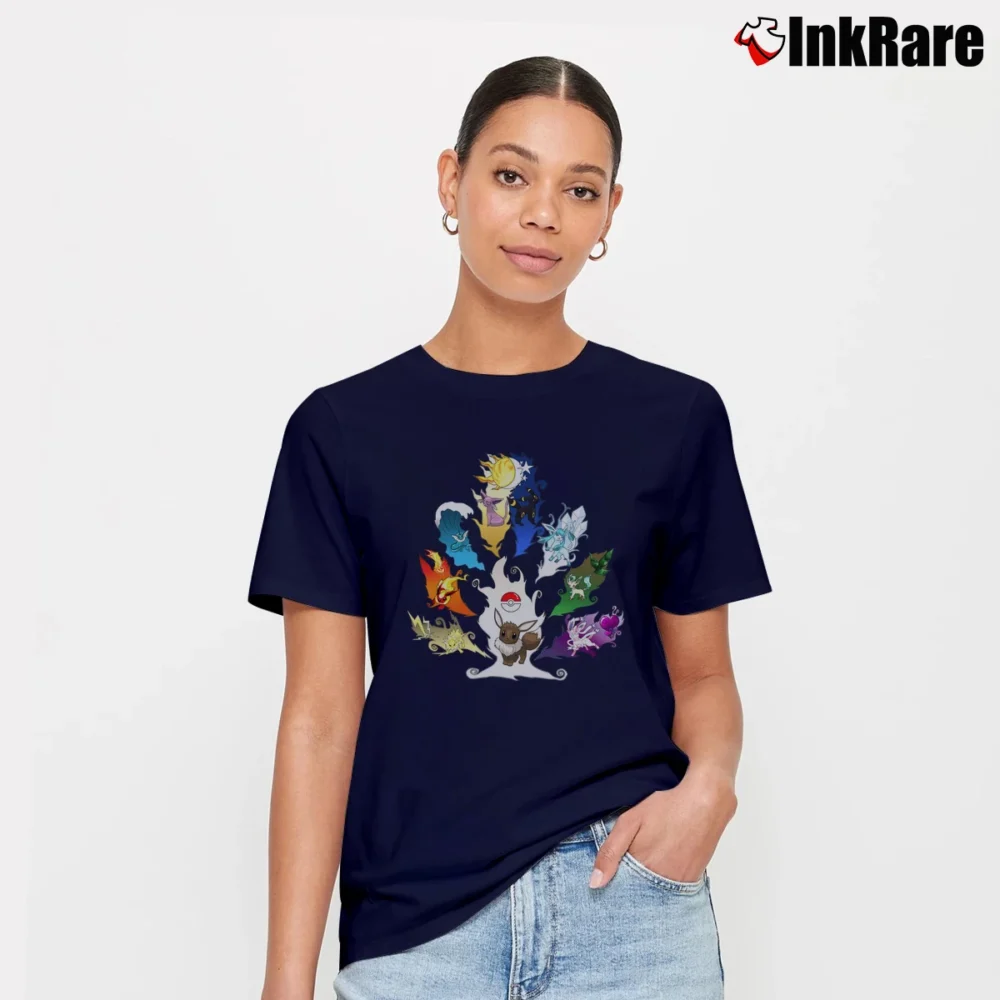 Women’s Eevee Evolution Pokemon Birthday Gift For All Signature T-Shirt in navy | Soft, Flattering Fit