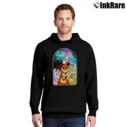 Men’s Eevee Evolutions Stained Glass Pokemon Pullover Hoodie in black | Cozy, Durable, Modern Fit