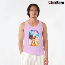Men’s Eevee Evolutions Stained Glass Pokemon Tank Top in light pink | Breathable, Active-Friendly Design