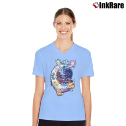 Women’s Eevee If You Can Dream It You Can Become It Pokemon Evolution V-Neck Tee in light blue | Chic Neckline, Soft Texture