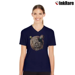 Women’s Ego The Living Planet Marvel In Orbit V-Neck Tee in navy | Chic Neckline, Soft Texture