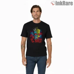 El Barto Glitch Street Art Neon Graffiti Cartoon Shirt on black short sleeve shirt for men graphic tee