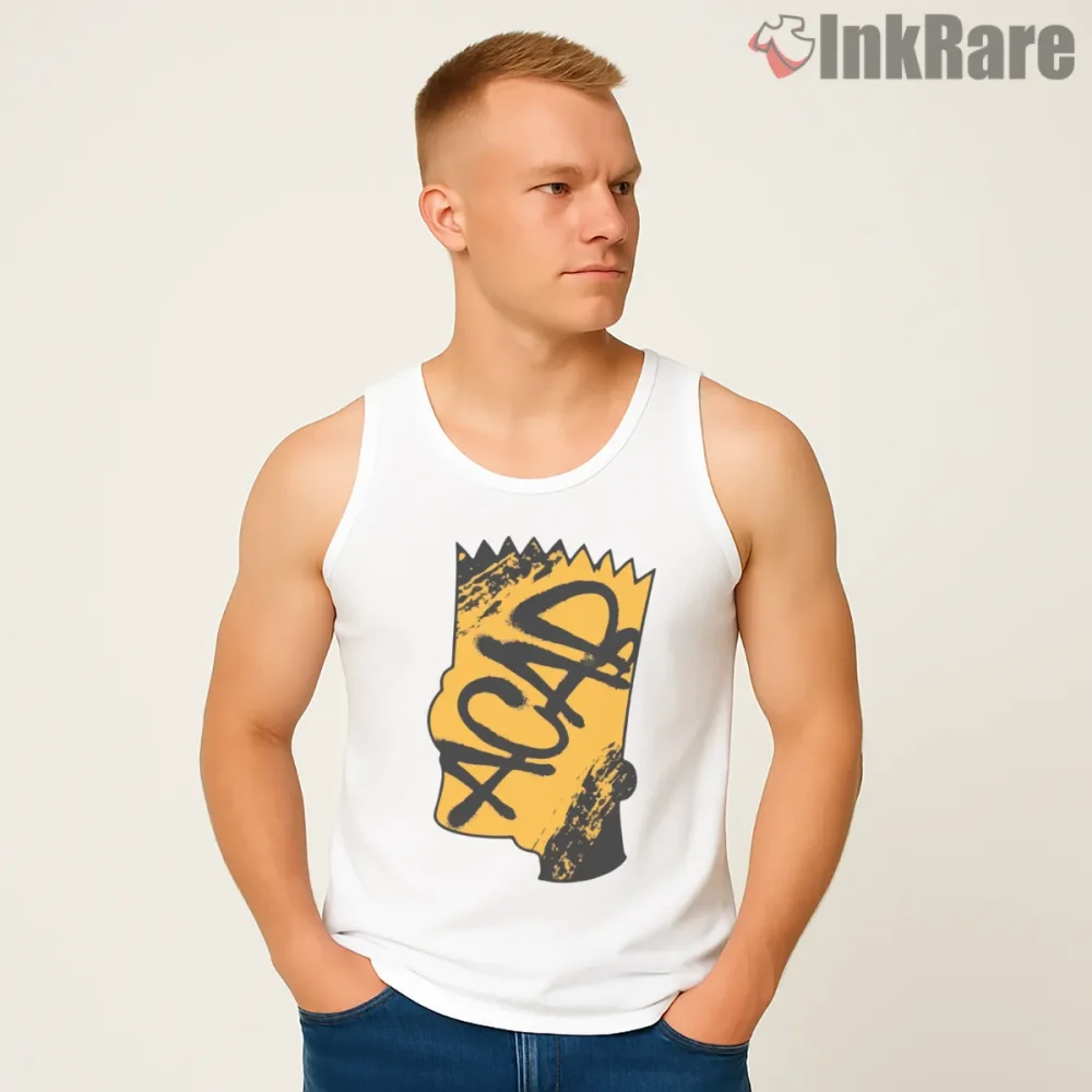 El Barto Graffiti Street Art Bart Tag Shirt on white tank top for men graphic tee