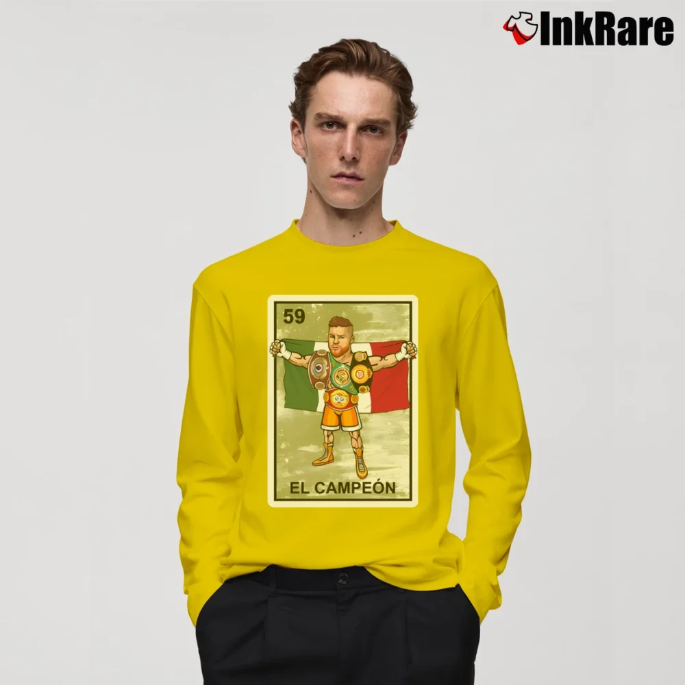 Men’s El Campeon Canelo Alvarez Champion for Boxing Fans Long-Sleeve Shirt in yellow | Sleek, Lightweight, Year-Round Wear