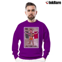 Men’s El Campeon Canelo Alvarez Champion for Boxing Fans Crewneck Sweatshirt in purple | Cozy Fabric, Clean Style