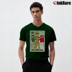 Men’s El Campeon Canelo Alvarez Champion for Boxing Fans V-Neck Tee in forest green | Sharp, Breathable, Everyday Staple