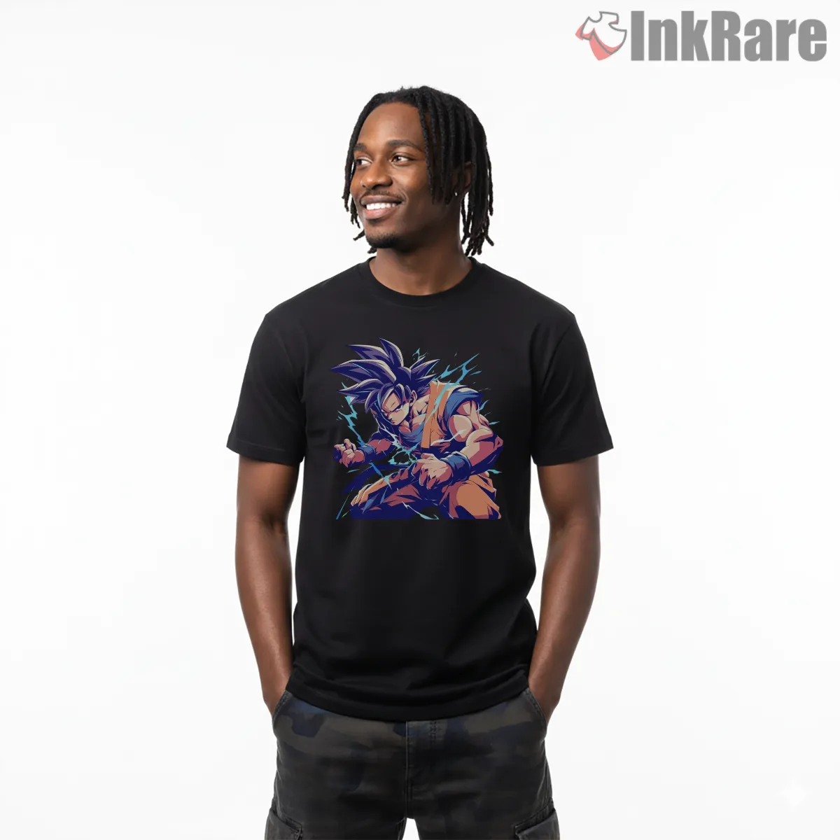 Electric Aura Goku Power Surge Short Sleeve Black Electric Aura Goku Power Surge Shirt on black short sleeve shirt for men graphic tee