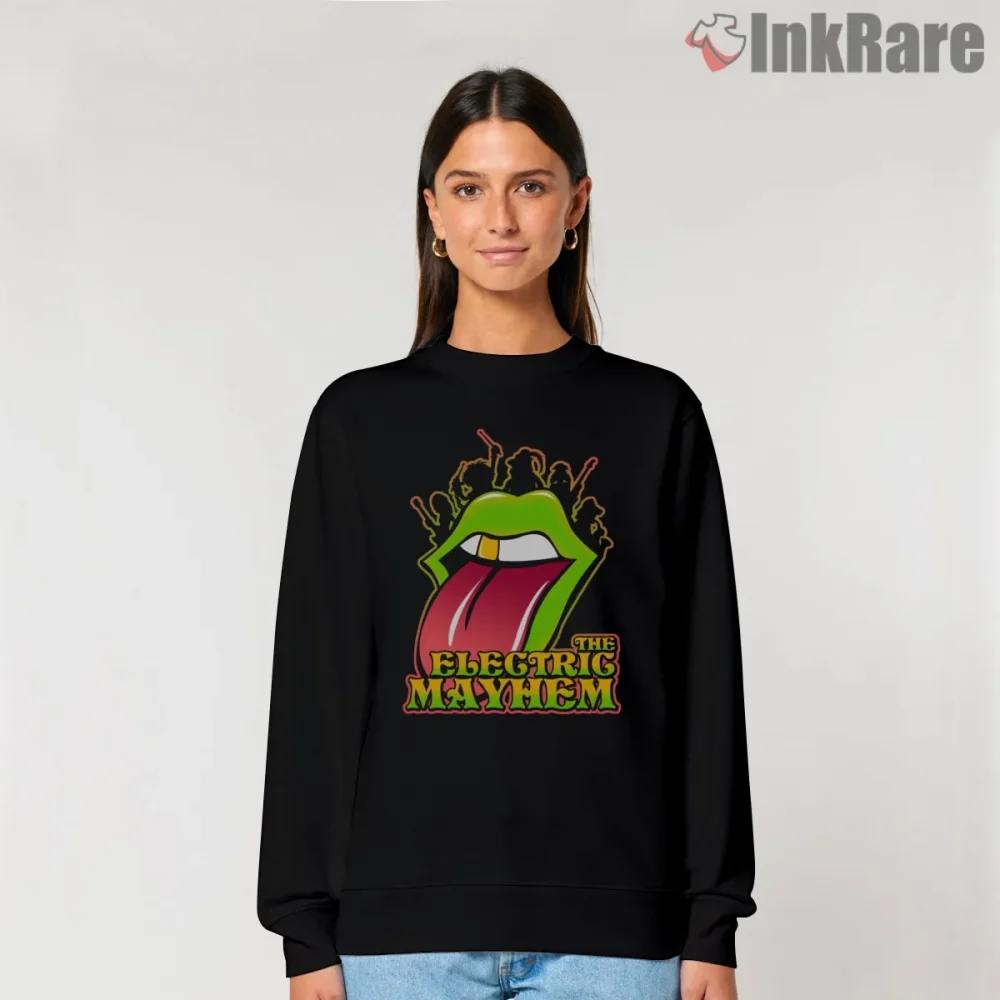 Electric Mayhem Tongue Logo Rock Band Style Shirt on graphic shirt for women graphic tee