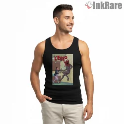 Eleven Leggo My Eggo Comedy Scene Shirt on black tank top for men graphic tee