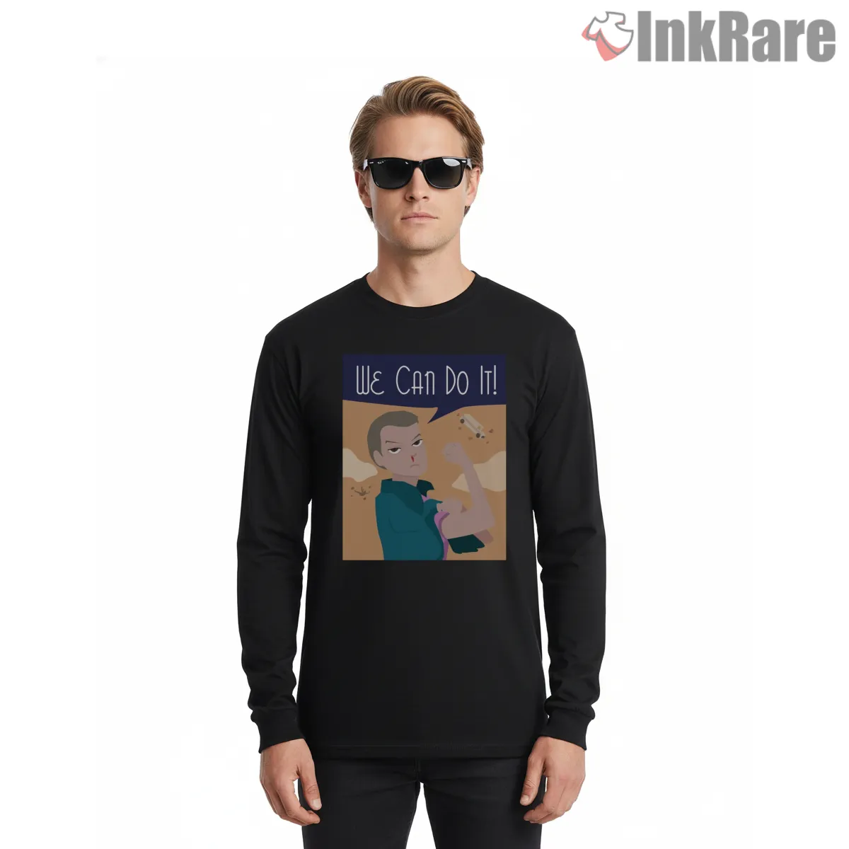 Eleven We Can Do It Empowerment Poster Long Sleeve Black Eleven We Can Do It Empowerment Poster Shirt on black long sleeve shirt for men graphic tee