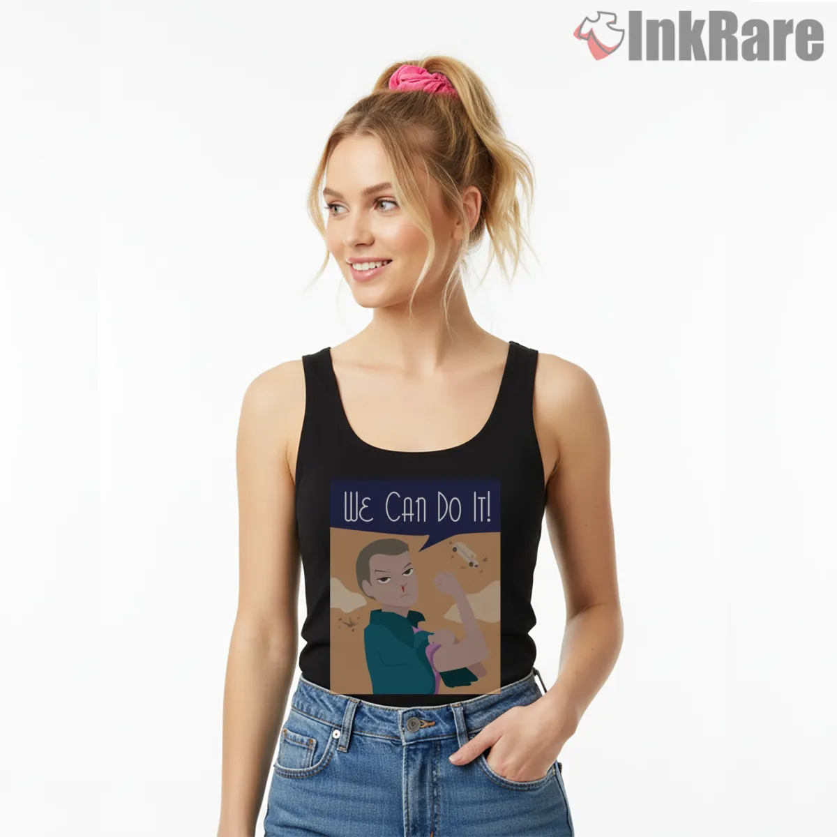Eleven We Can Do It Empowerment Poster Tank Top Black Eleven We Can Do It Empowerment Poster Shirt on black tank top for women graphic tee