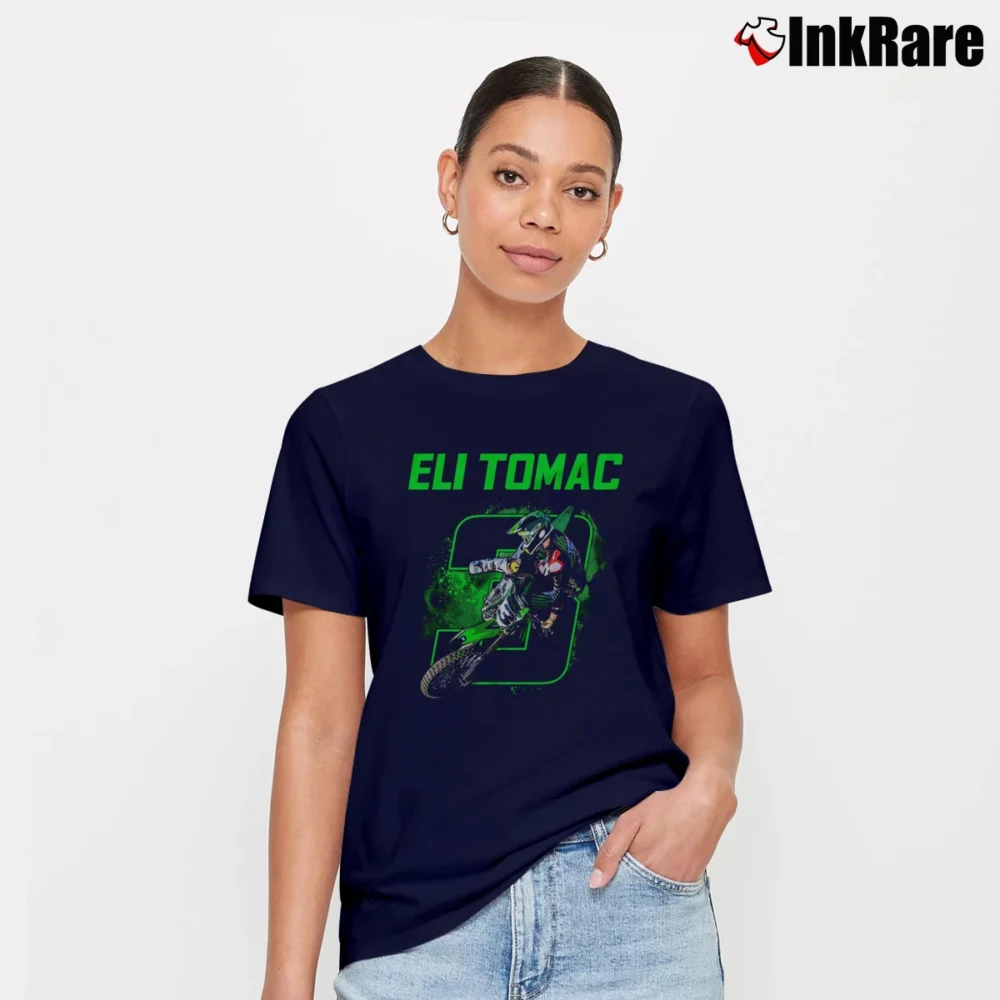 Women’s Eli Tomac Motocross Champion Signature T-Shirt in navy | Soft, Flattering Fit