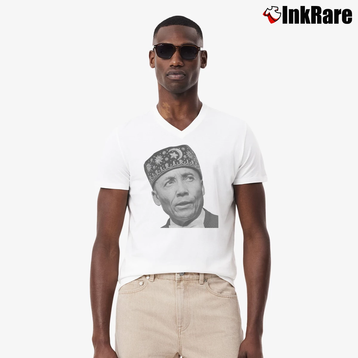 Elijah Muhammad Men’s V-Neck Tee in white – Modern Essential Men’s Elijah Muhammad V-Neck Tee in white | Sharp, Breathable, Everyday Staple