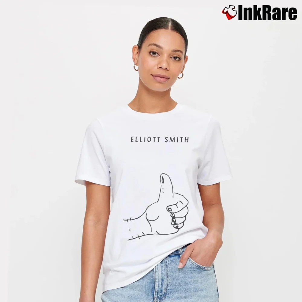 Women’s Elliott Smith Custom Rock Inspired Signature T-Shirt in white | Soft, Flattering Fit