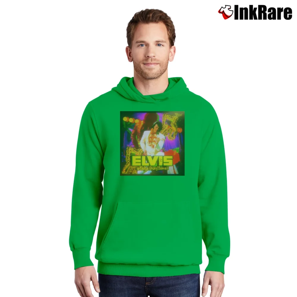 Men’s Elvis Presley Aloha From Hawaii Pullover Hoodie in irish green | Cozy, Durable, Modern Fit