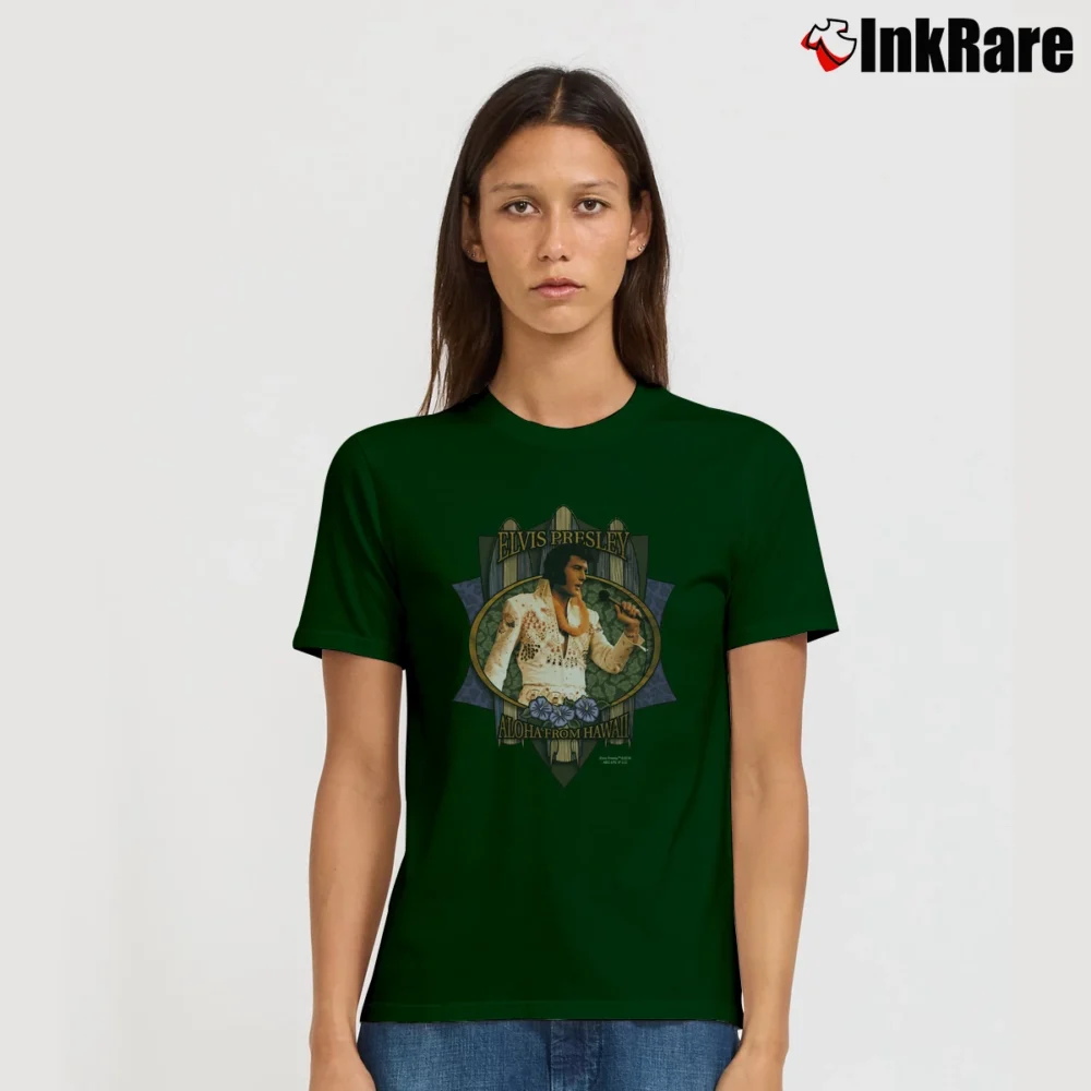 Women’s Elvis Presley Aloha From Hawaii Signature T-Shirt in forest green | Soft, Flattering Fit