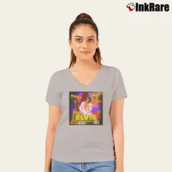 Women’s Elvis Presley Aloha From Hawaii V-Neck Tee in sport grey | Chic Neckline, Soft Texture
