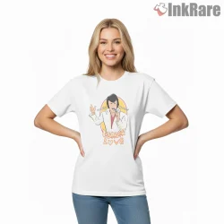 Elvis Presley Burnin Love Cartoon Shirt on white short sleeve shirt for women graphic tee