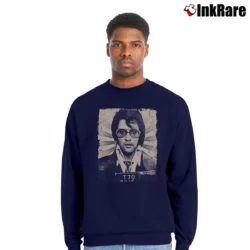 Men’s Elvis Presley Concert 1977 Art Crewneck Sweatshirt in navy | Cozy Fabric, Clean Style