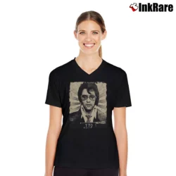 Women’s Elvis Presley Concert 1977 Art V-Neck Tee in black | Chic Neckline, Soft Texture