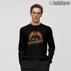 Elvis Presley Country Music Mugshot Poster Shirt on black long sleeve shirt for men graphic tee
