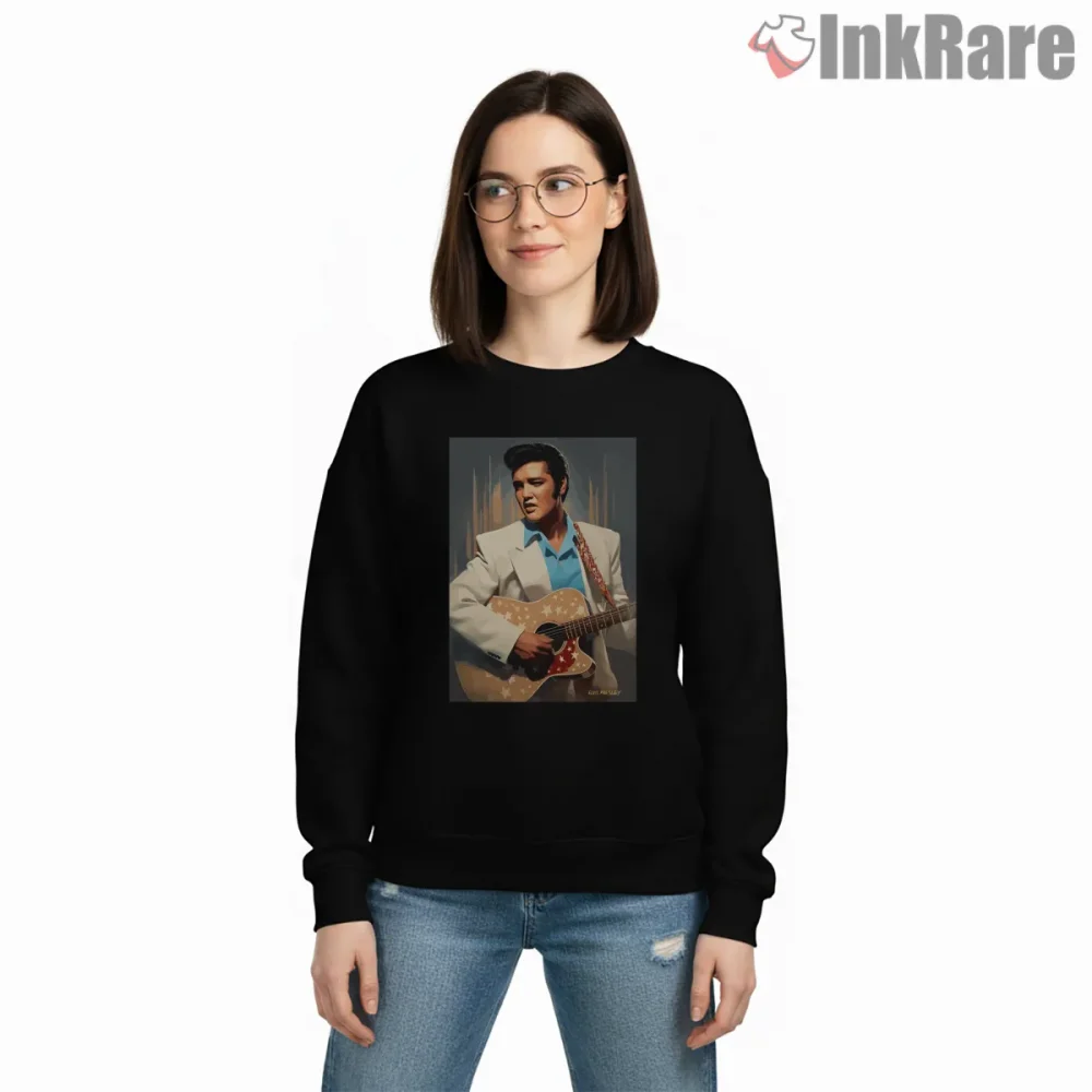 Elvis Presley Cream Suit Vector Portrait Shirt on graphic shirt for women graphic tee