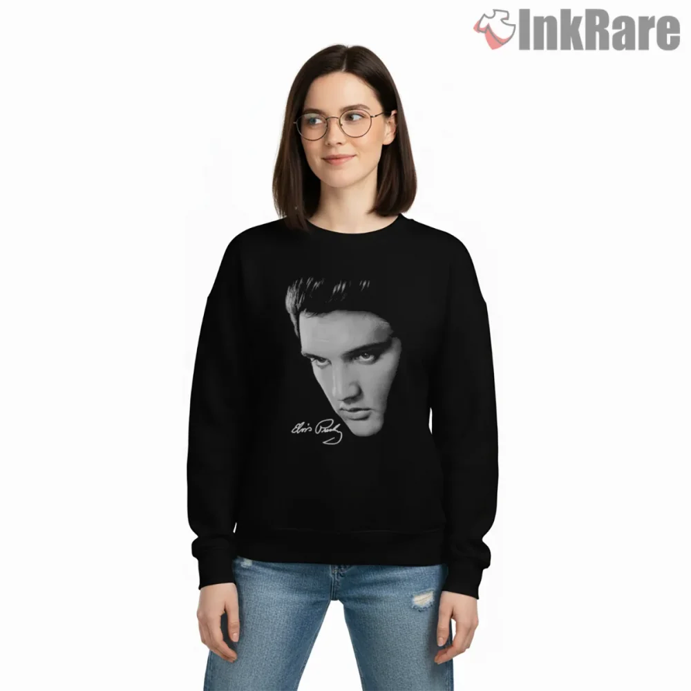 Elvis Presley Dramatic Close Up Portrait Shirt on graphic shirt for women graphic tee